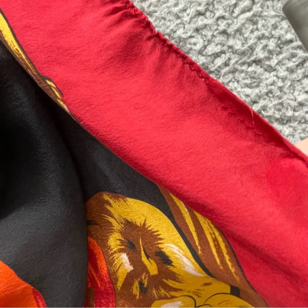 Carole Little‎ Red and Black 100% Silk Scarf Floral Print boho peasant party
